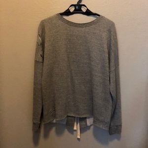 Chunky Eyelet Lace up Back Sweater